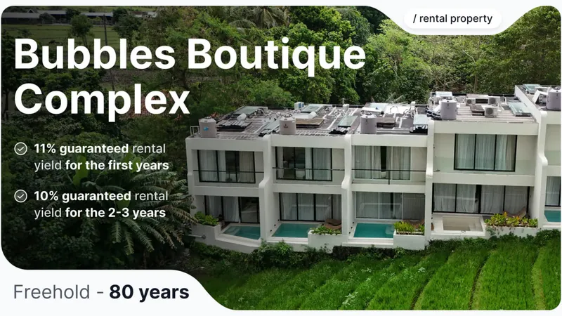 Bubbles Boutique Complex with Stunning Rice Field Views: Invest in Bali Real Estate with 11% Guaranteed Rental APR