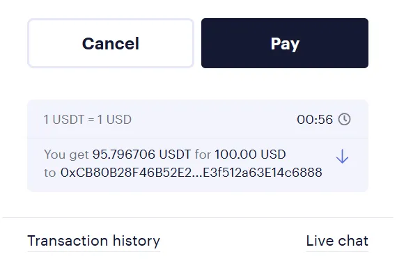 Завершення оплати карткою кнопкою Pay на платформі Binaryx