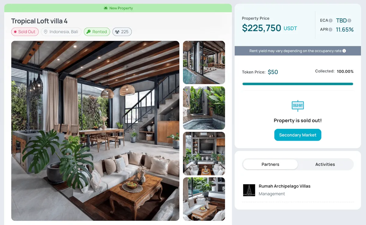 Tropical Loft villa à Bali, exemple de bien fractionné sur Binaryx