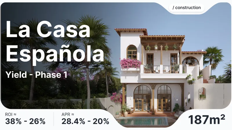 Bali's first Spanish colonial villa! 3-bedroom 187 m² in Uluwatu with ROI up to 38%. Tokenized investment from $30.7. Construction starts September 2025. Invest now in this unique project!